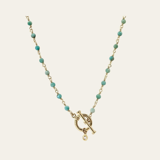 Collar de amazonita con broche delantero y punto de luz