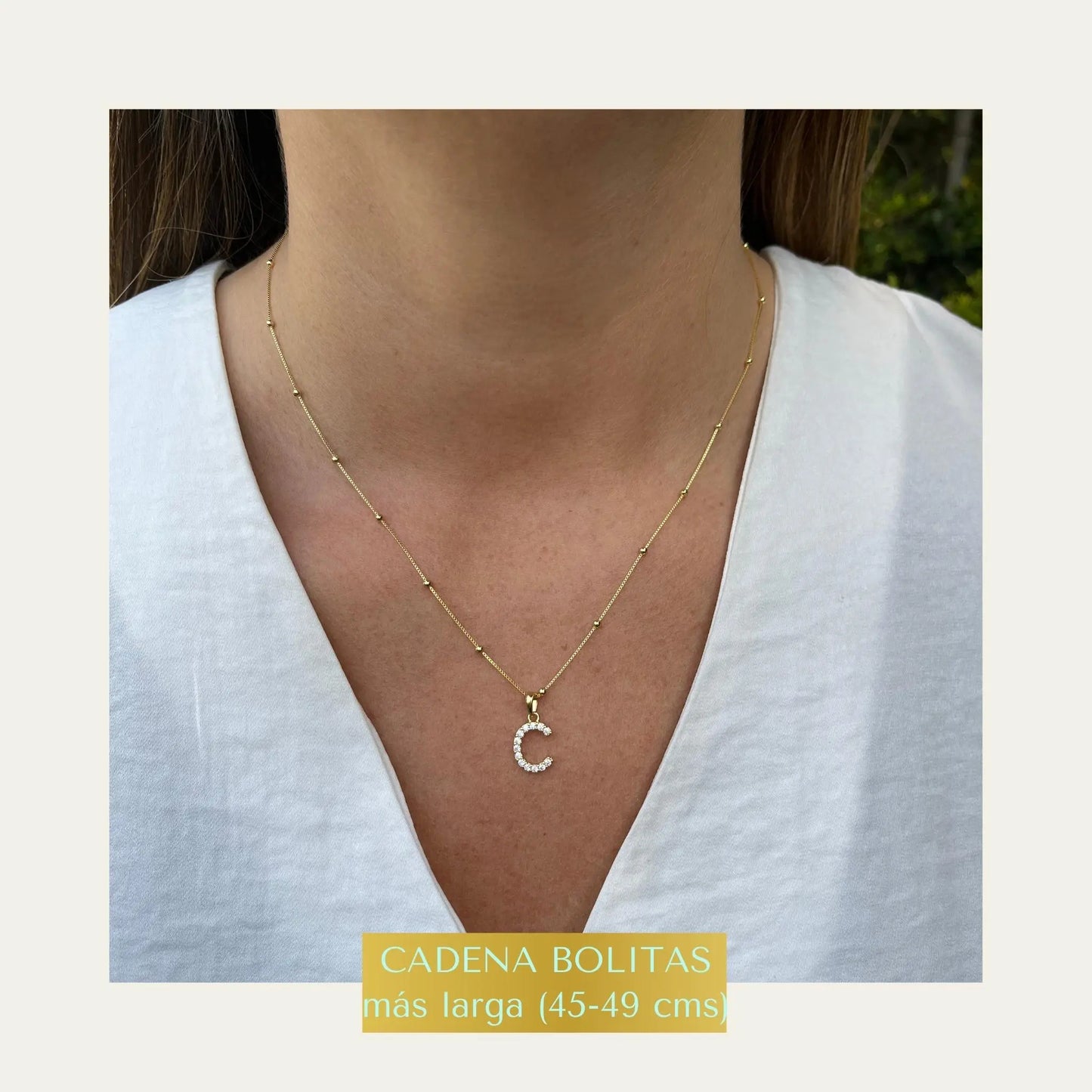 Collar Letra Cadena con Bolitas