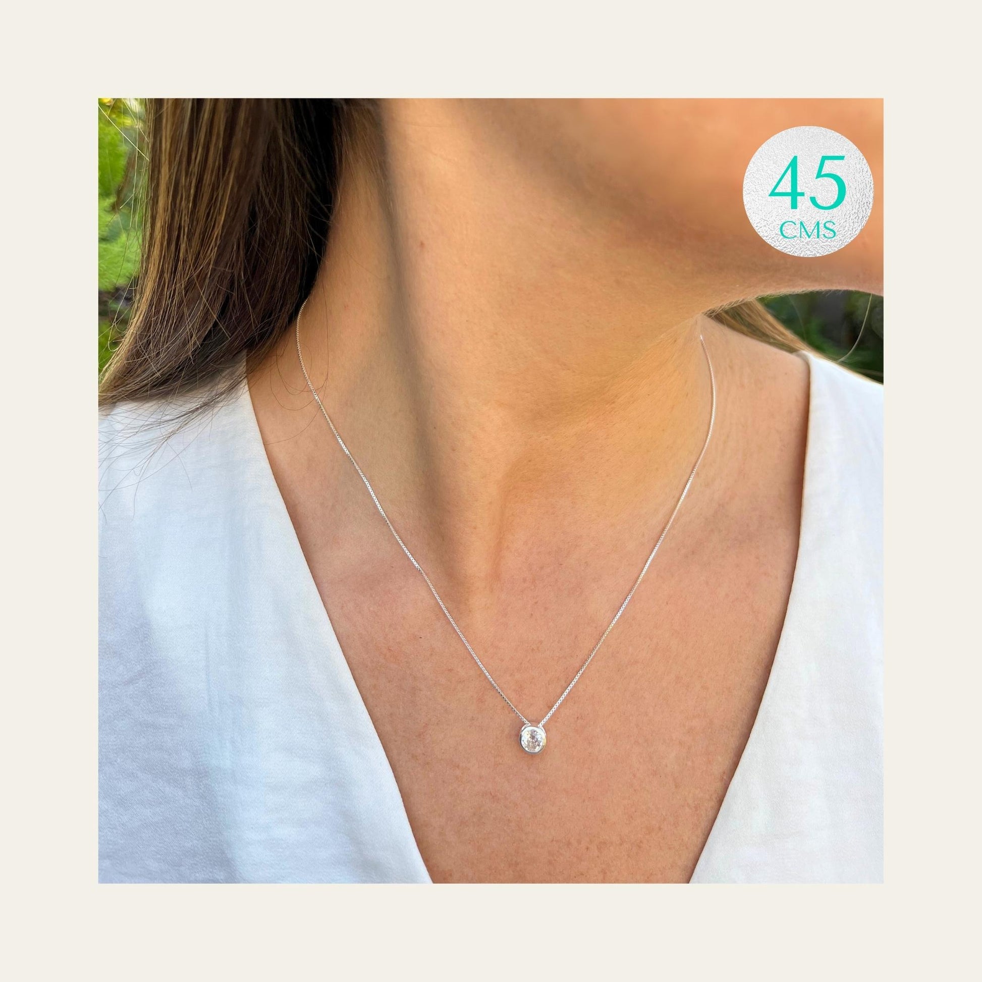 Collar punto de luz plata y circon 45 cms