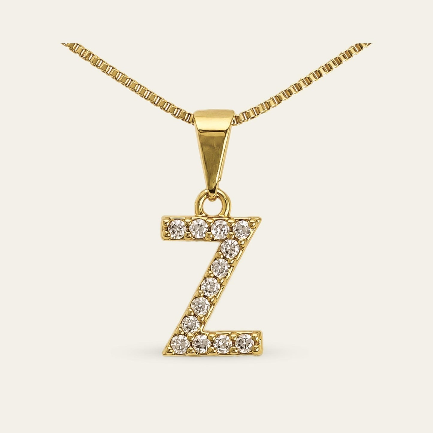 Colgante de letra inicial Z enchapado en oro con circones 