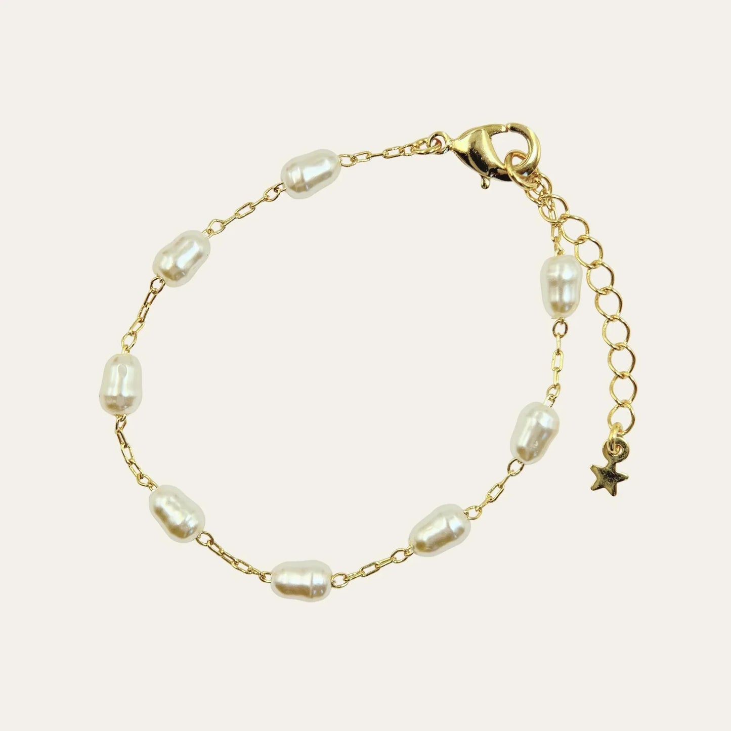 Pulsera de perlas de rio de fantasia enchapada en oro 18 kt