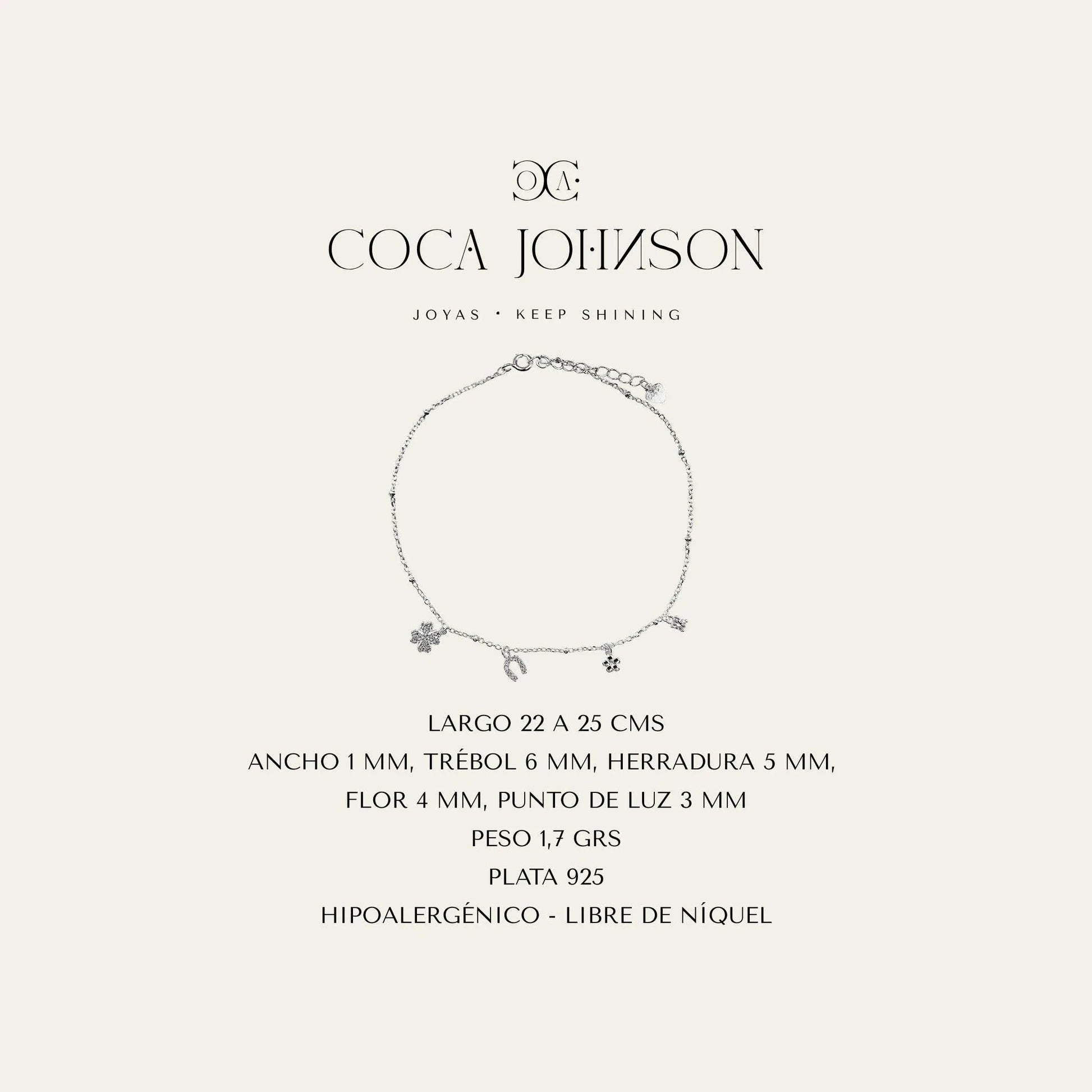 Tobillera_Lucky_-_Caracteristicas_Tecnicas_Resumen - Coca Johnson Joyas - Chile