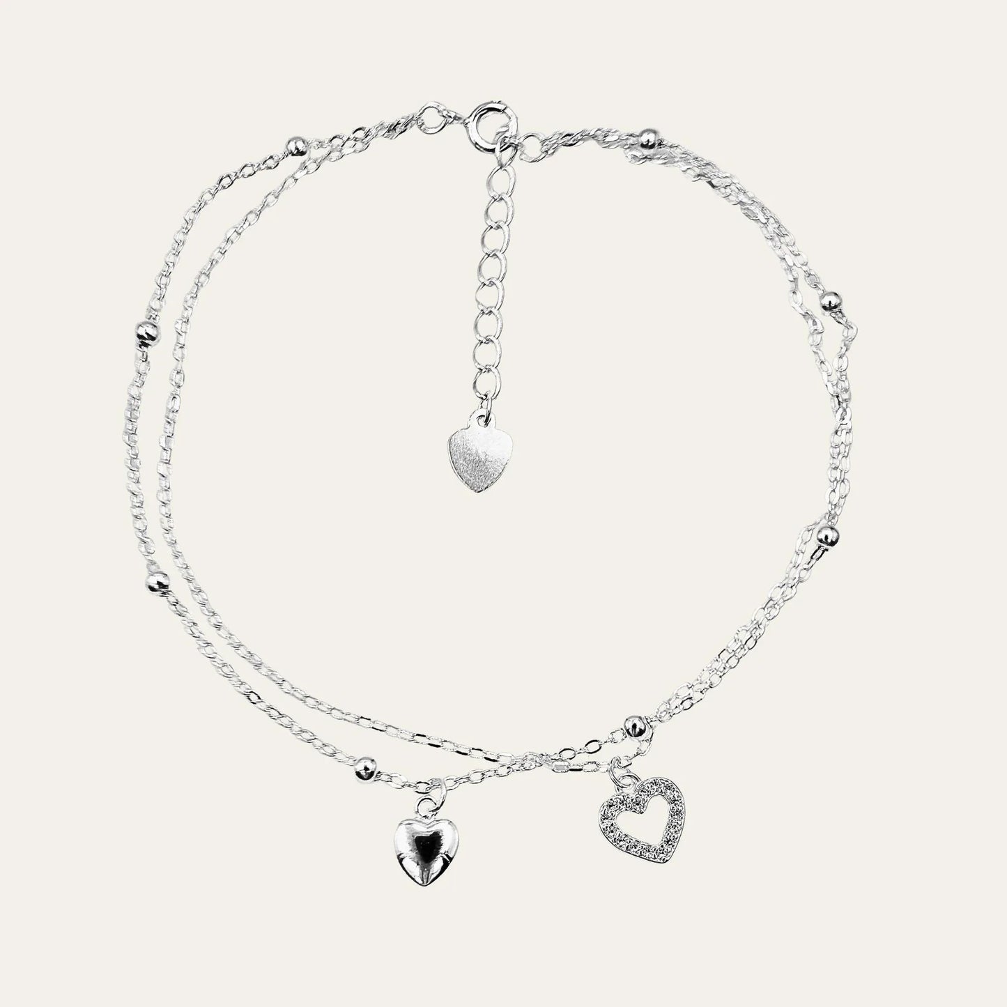 Tobillera_Two_Hearts_Fondo_Blanco - Coca Johnson Joyas - Chile