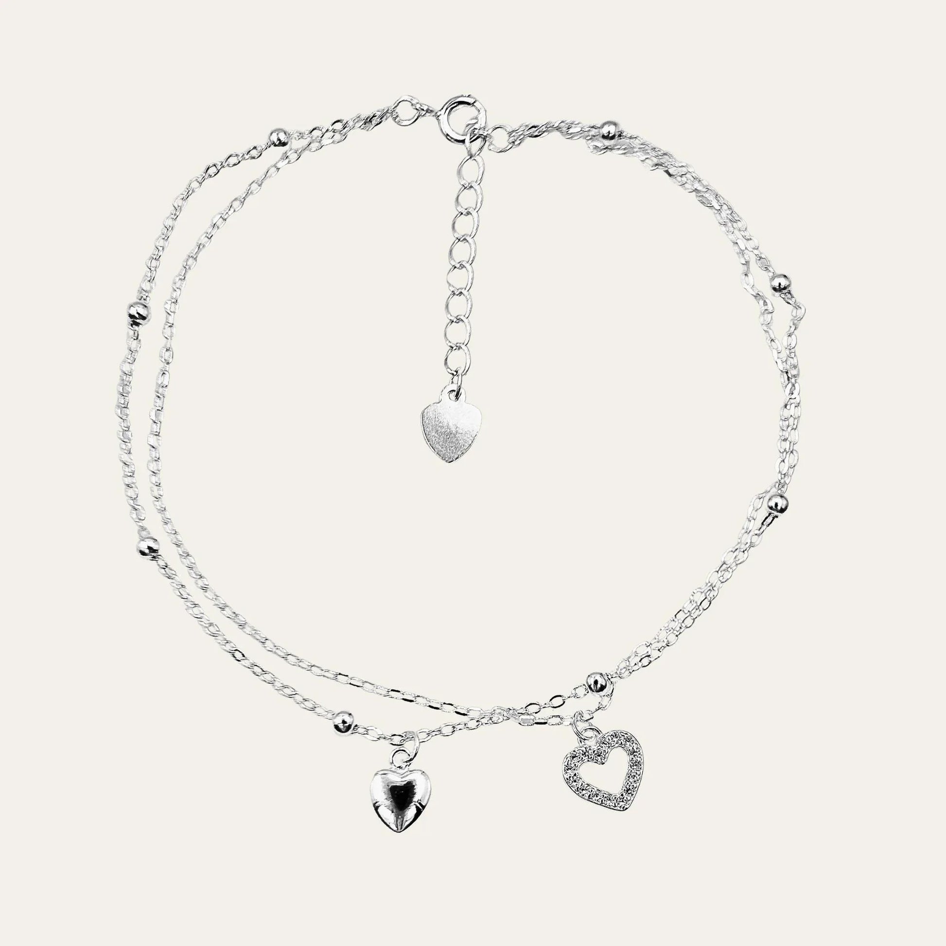 Tobillera_Two_Hearts_Fondo_Blanco - Coca Johnson Joyas - Chile