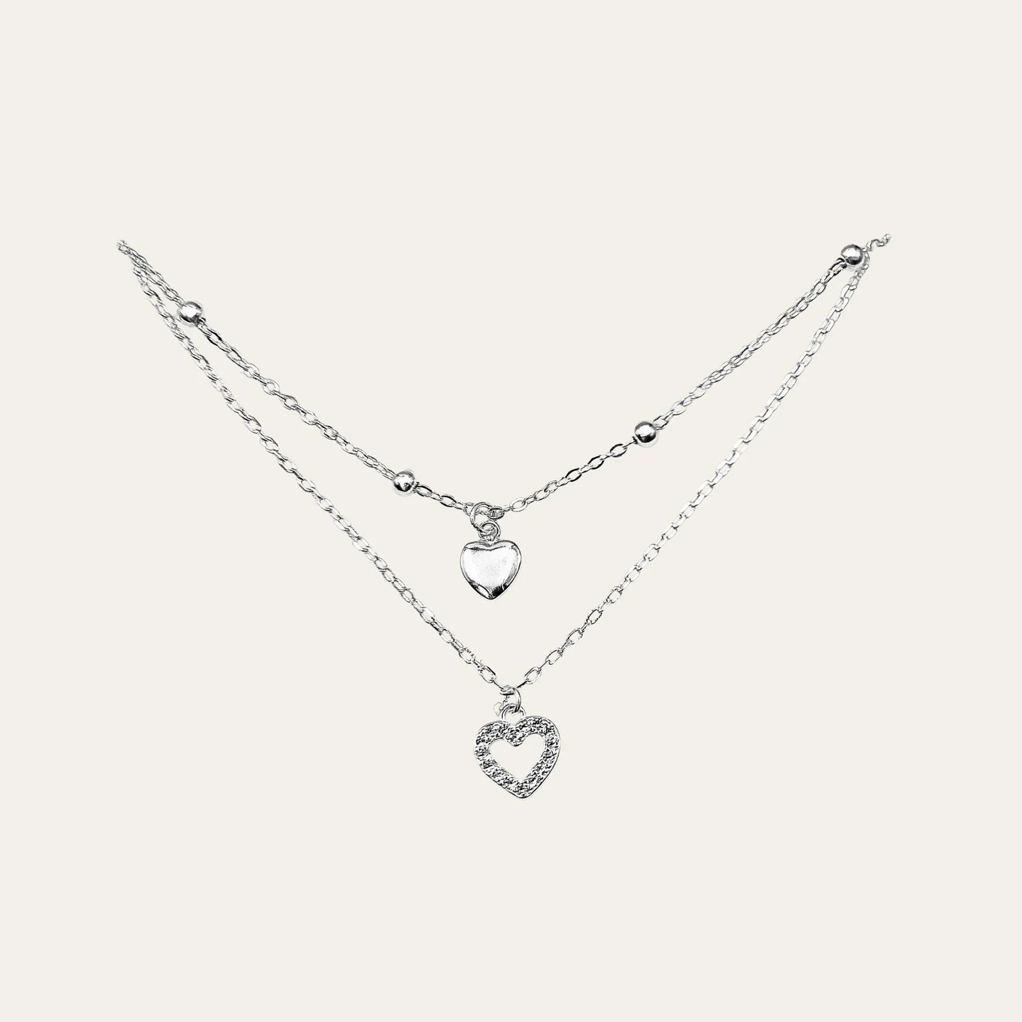 Tobillera_Two_Hearts_detalle_Fondo_Blanco - Coca Johnson Joyas - Chile